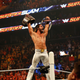Seth Rollins celebrates his victory over John Cena at the WWE SummerSlam 2015 at Barclays Center of Brooklyn on August 23, 2015 in New York City.